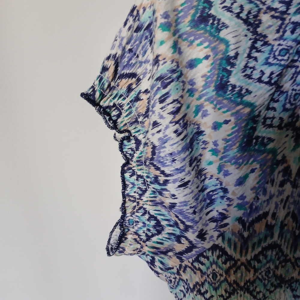 Signature Studio Womens Chevron Print Top Size XL/XG Color Purple/Blue/White - Picture 3 of 10